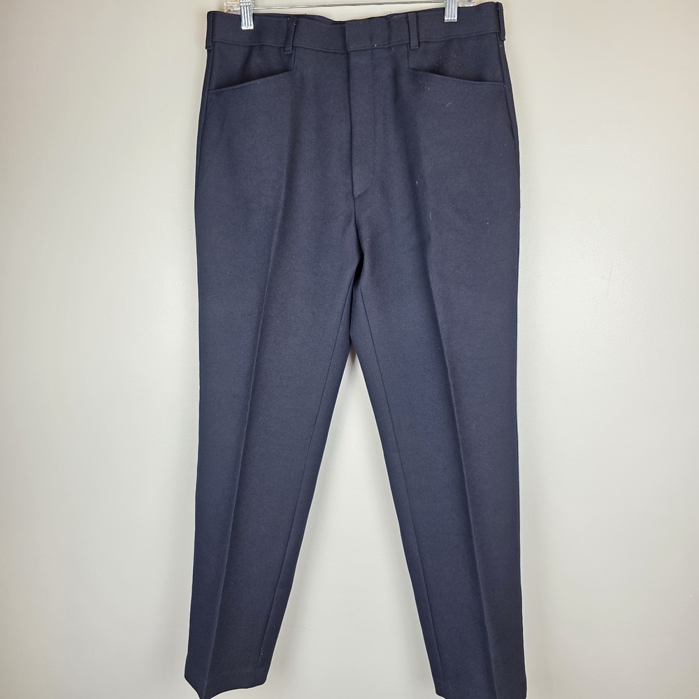 Vtg‎ 80s Levi's Action Slacks Men Dress Pants Blue Trevira Polyester 34x29.D124